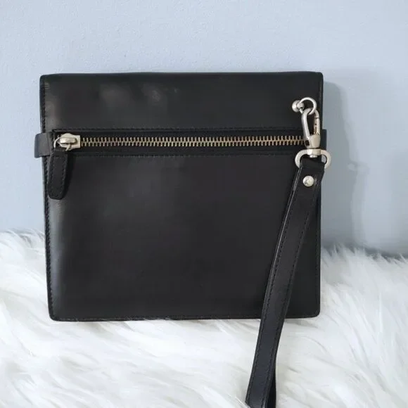 Gianni Versace vintage leather clutch silvertone hardware EUC - Picture 4 of 6